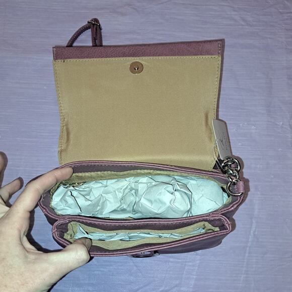 Koltov Gigi Crossbody Bag Purse with Chain Strap Detail Dark Rose or Mauve - Picture 12 of 12